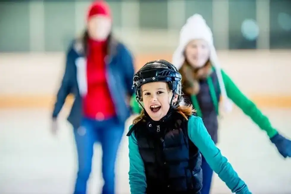 Family ice skating