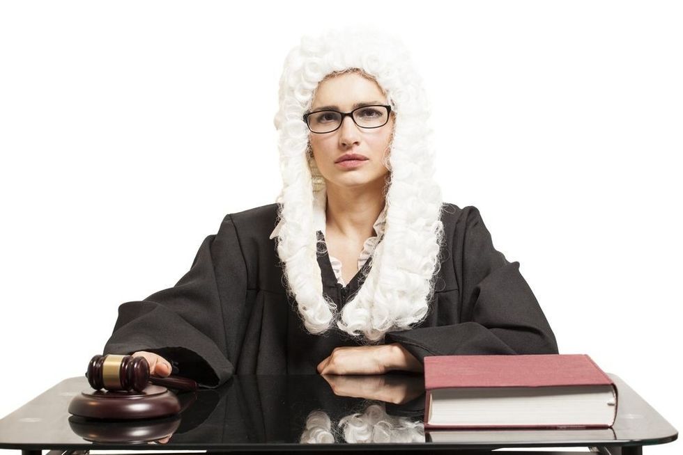 Female judge wearing a wig