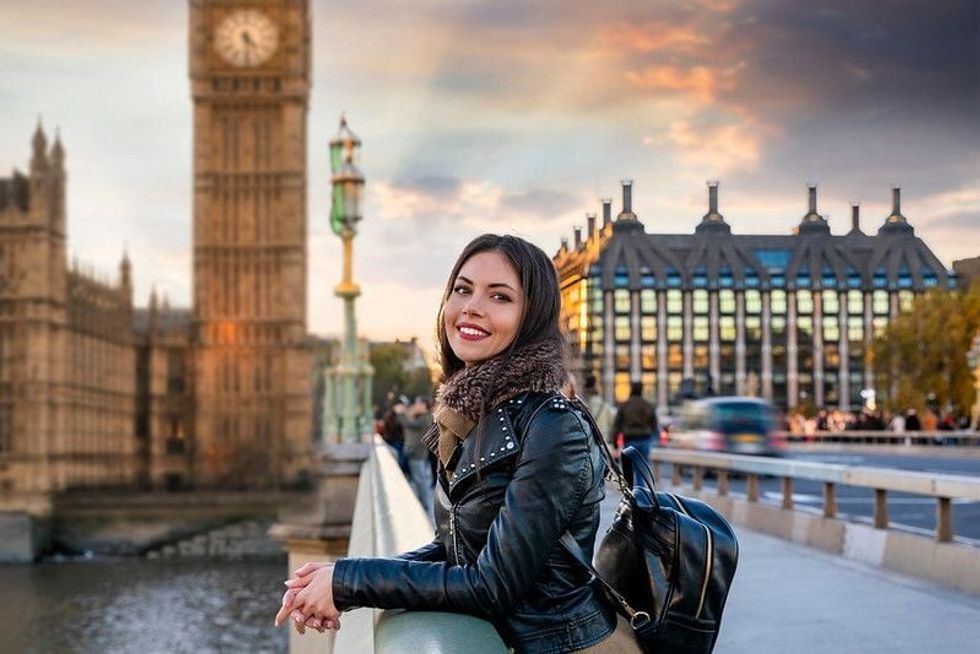 Focused shot of girl in London