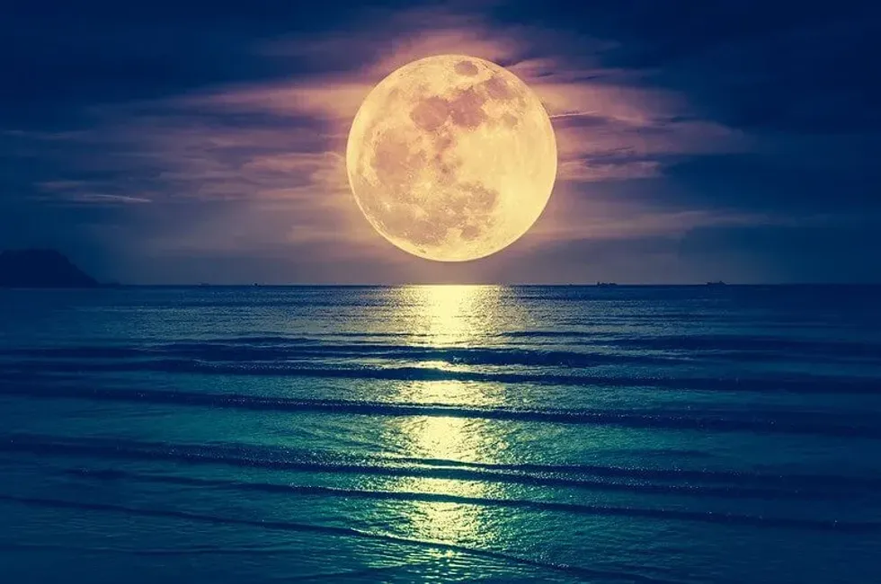 Full moon over the ocean