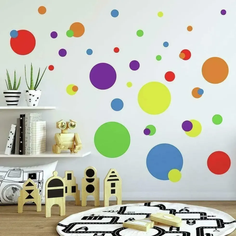 Fun and visually stimulating dots wall stickers.