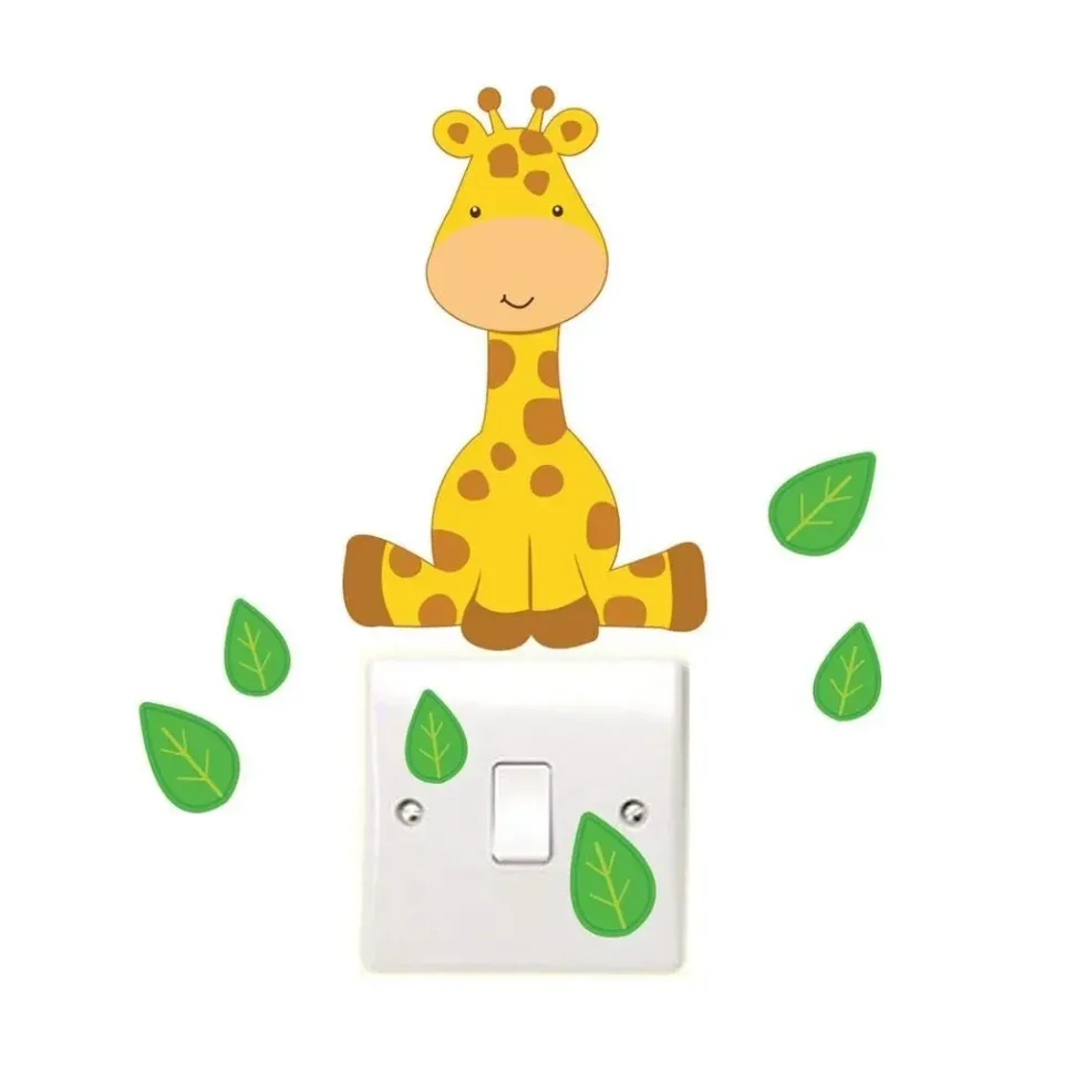 Giraffe and leaves wall sticker  adds a colour to the space.
