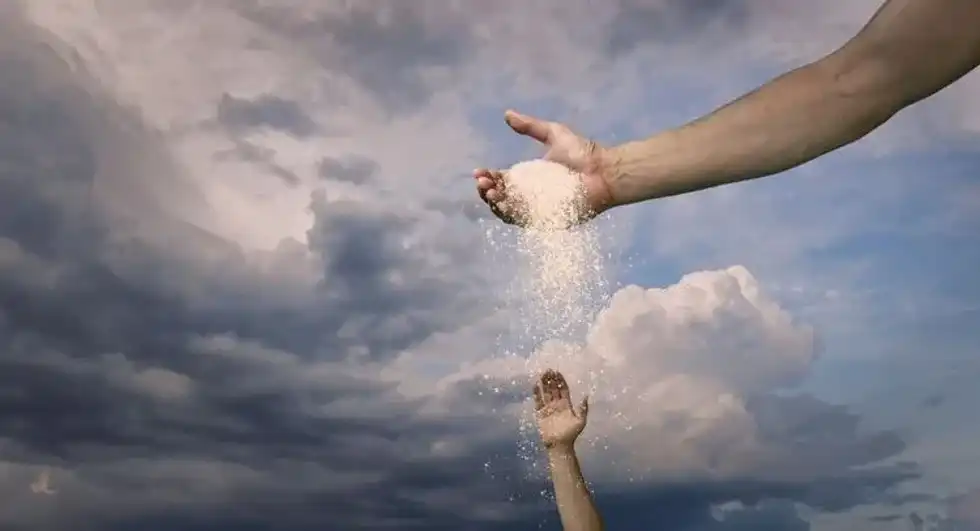 God handing down blessings