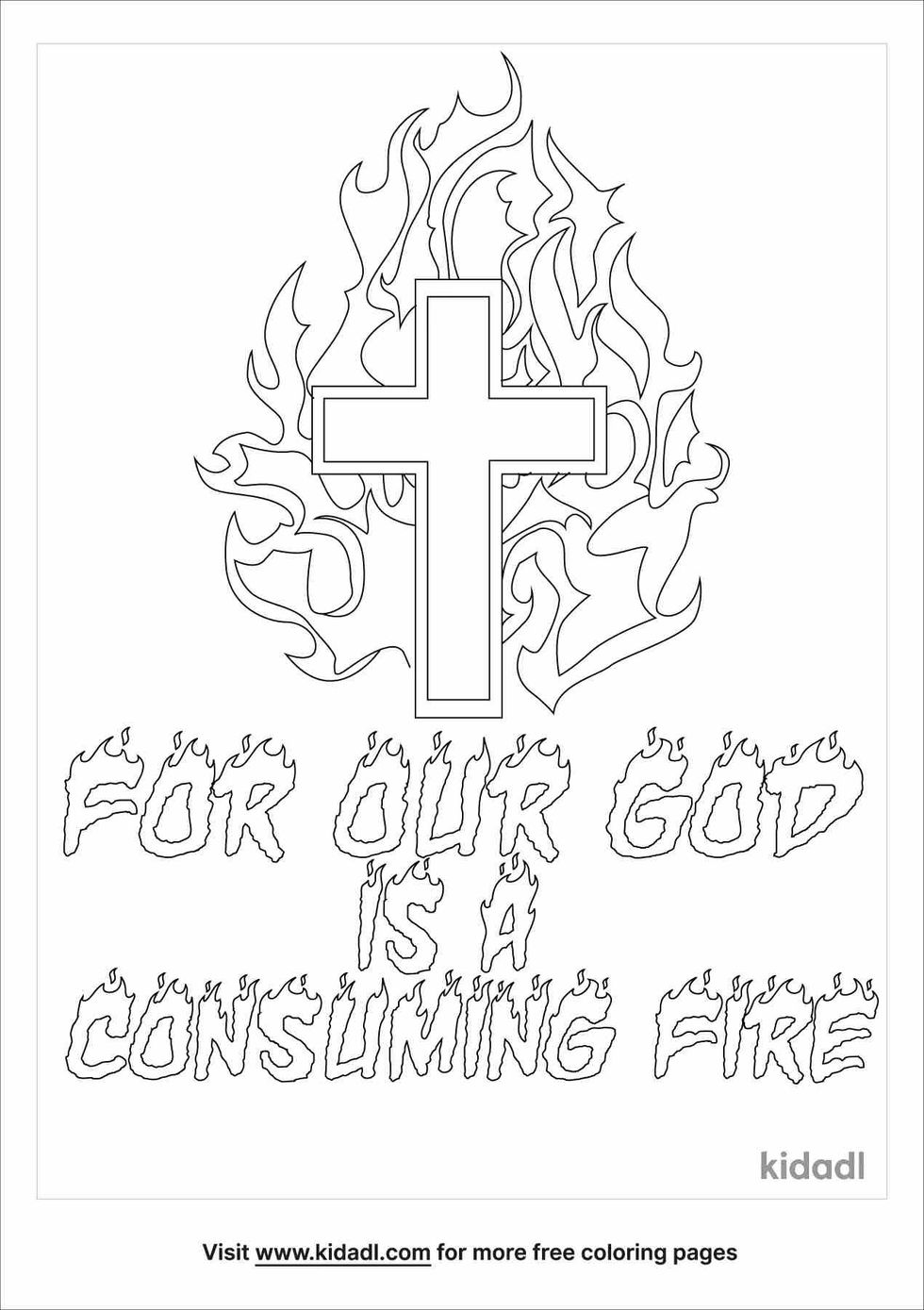 God is a consuming fire art and coloring page for kids.