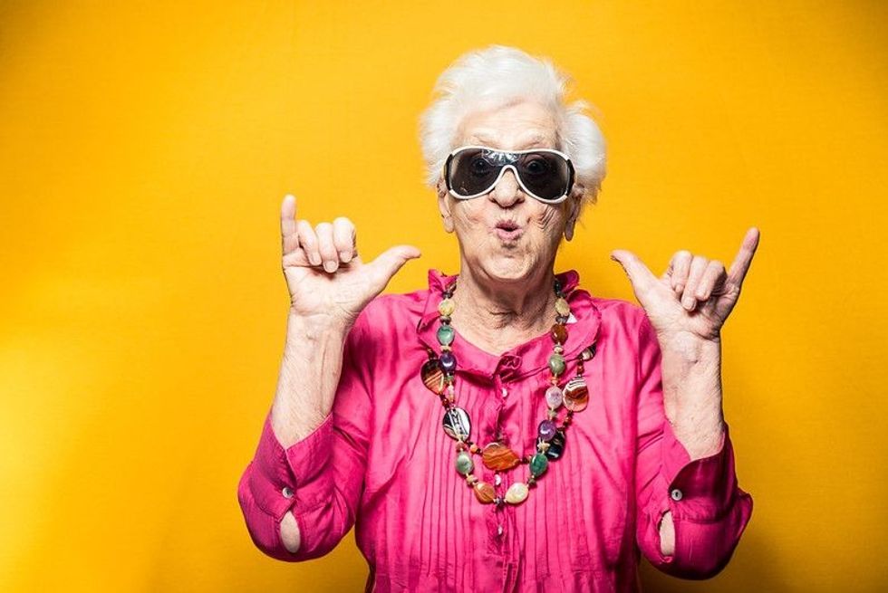 Grandma enjoying with sunglasses