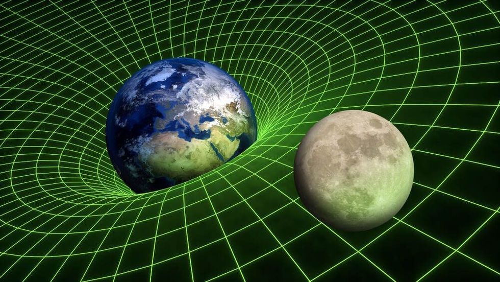 Gravity Field bend spacetime relativity Earth Moon Planets
