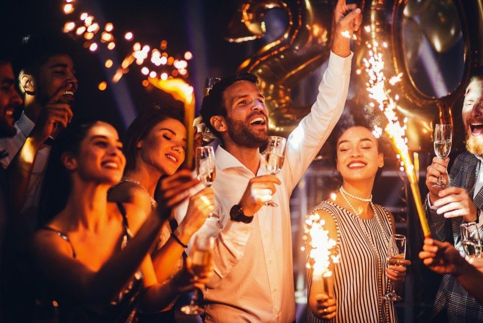 Group of friends celebrating.