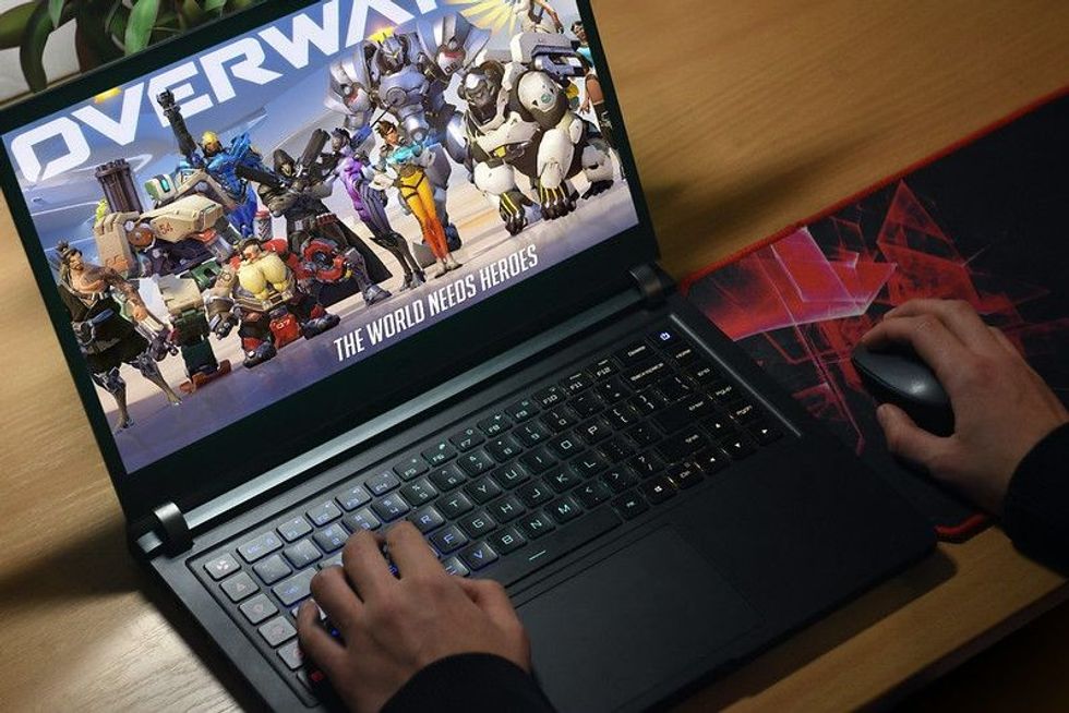 Guy playing Overwatch game