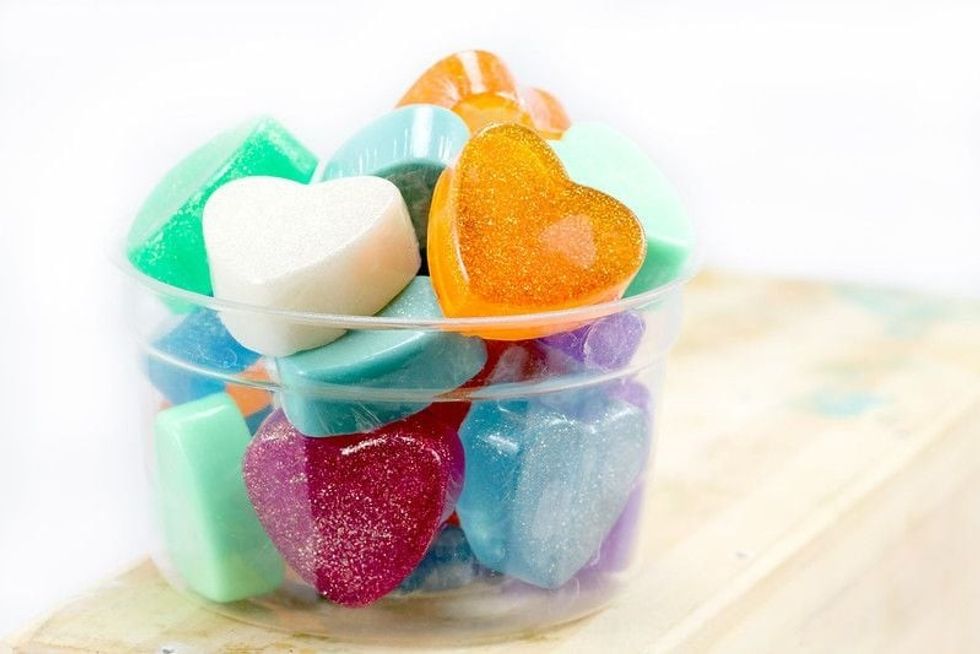 Handmade hearts shaped soap for valentine day