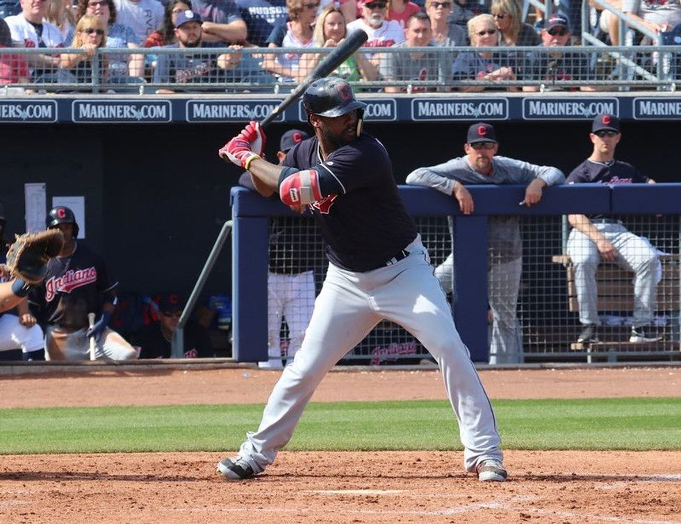Hanley Ramirez 1st basemen for the Cleveland Indians at Peoria,Sports Complex in Peoria, Arizona/USA March 4,2019.