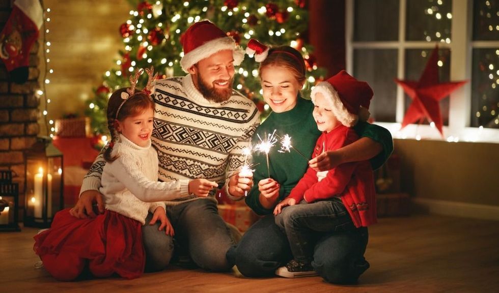 Happy family celebrating christmas