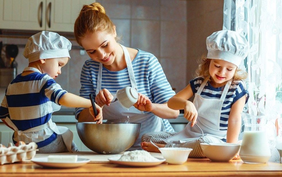 Happy family in the kitchen.