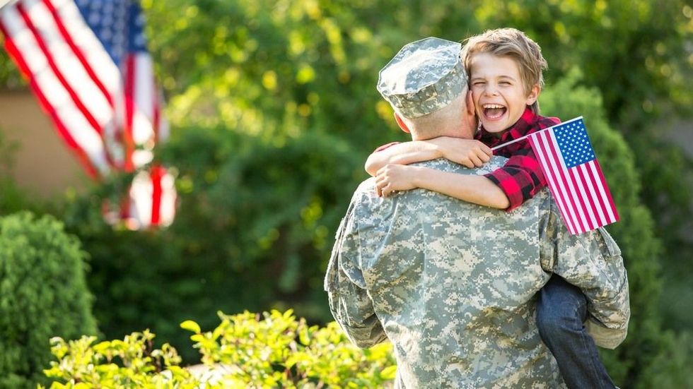 Happy reunion of soldier with family