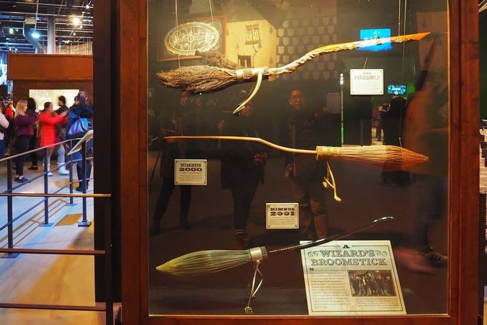 Harry Potter brooms on display