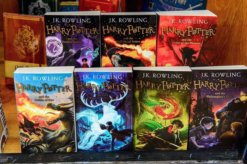 Harry Potter novels in a bookstore.