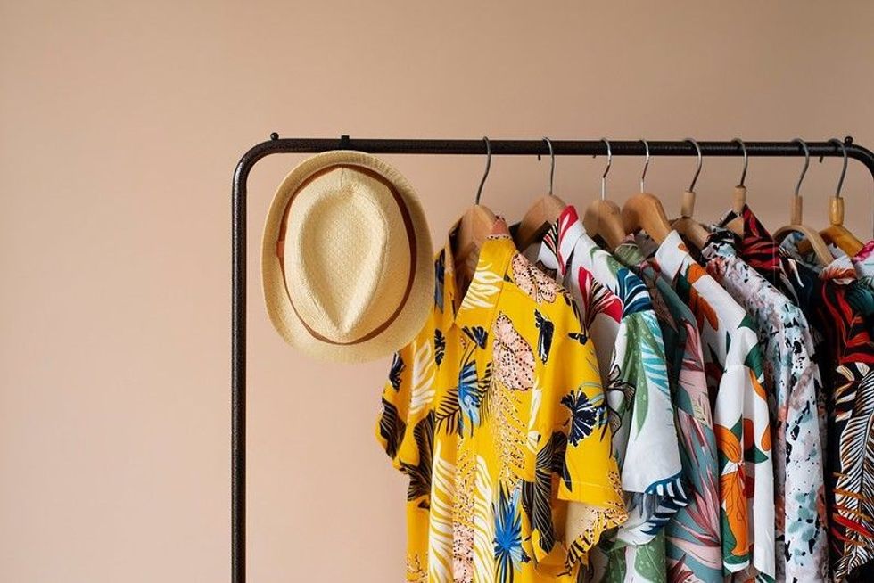 Hawaii shirts in a hanger