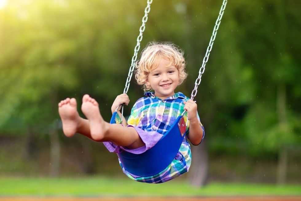 Healthy summer activity for children in rainy weather.