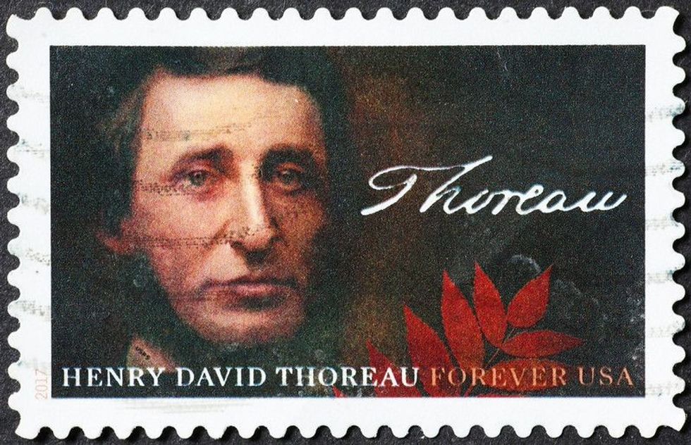 Henry David Thoreau on american postage stamp