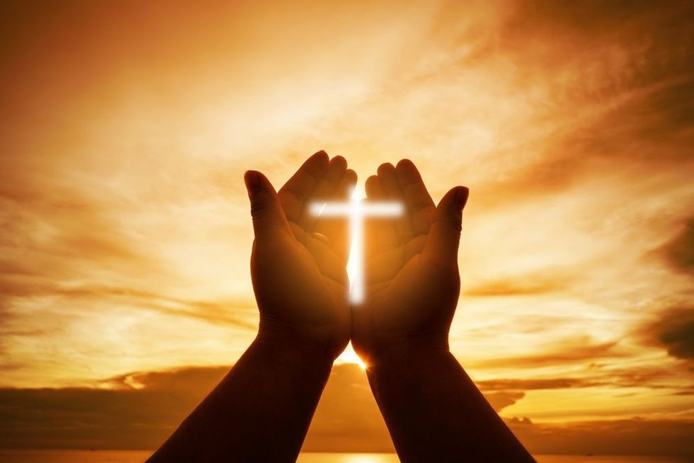 Human hands open palm up worship.