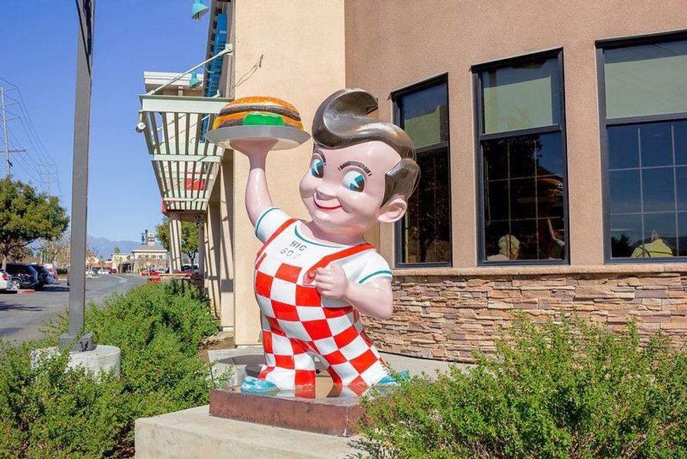 Iconic Bob's Big Boy character statue outside one of its restaurants