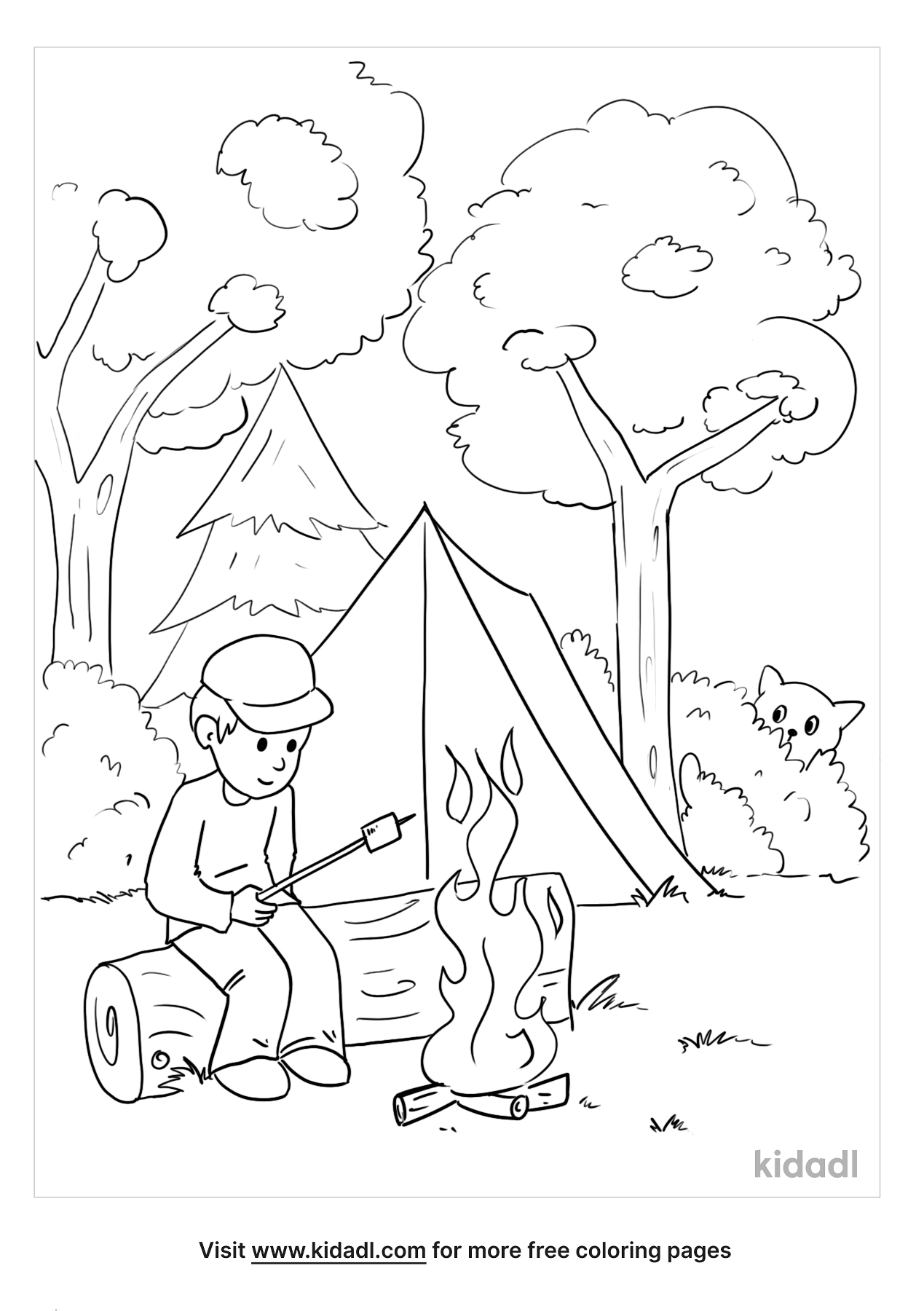 Cat Explorer Camping In Woods