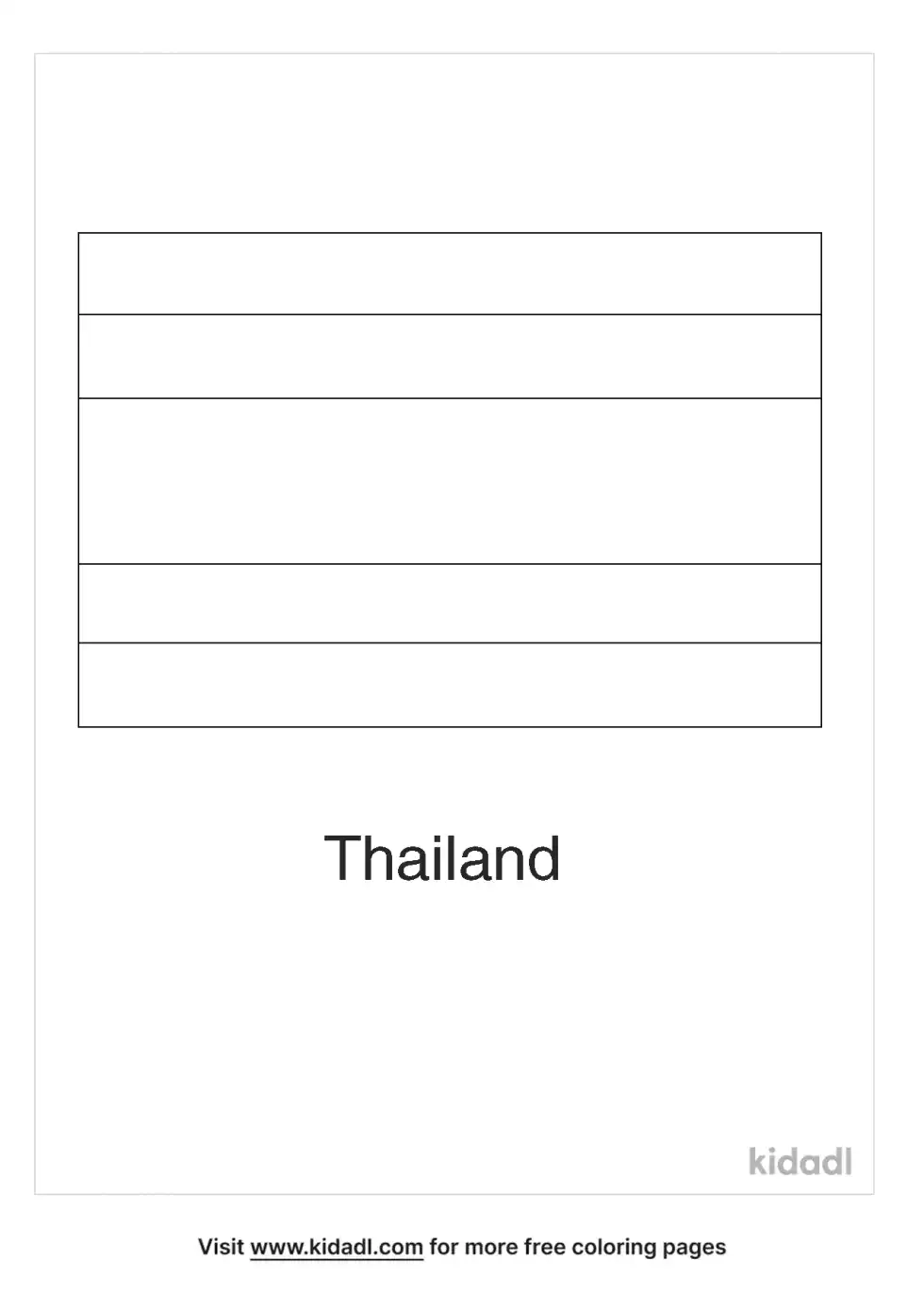 Thailand Flag Coloring Page