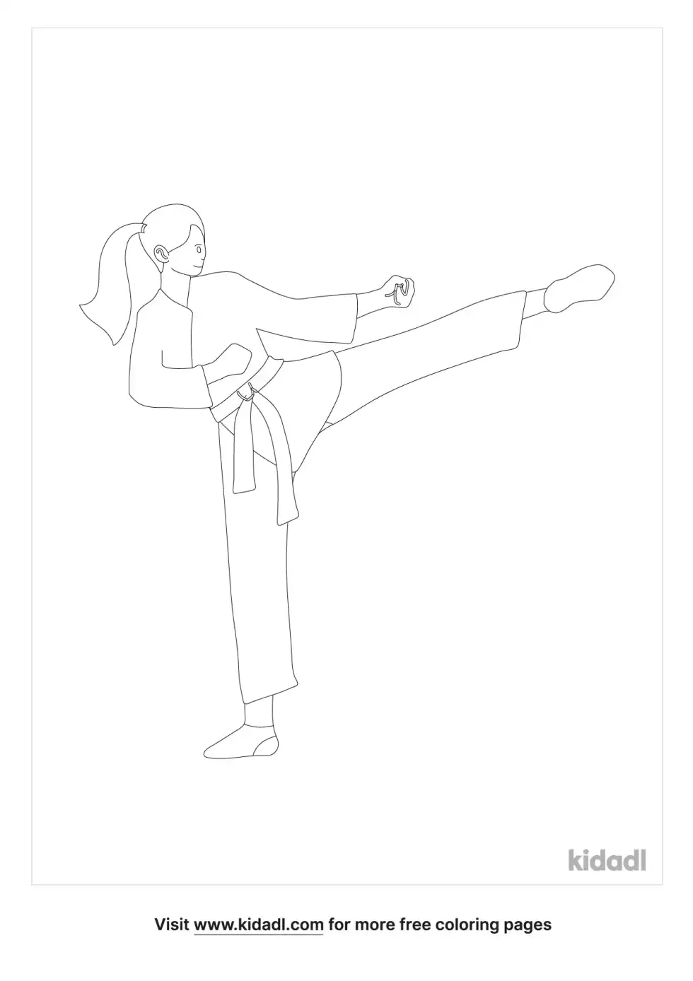Girl Doing Karate Coloring Page