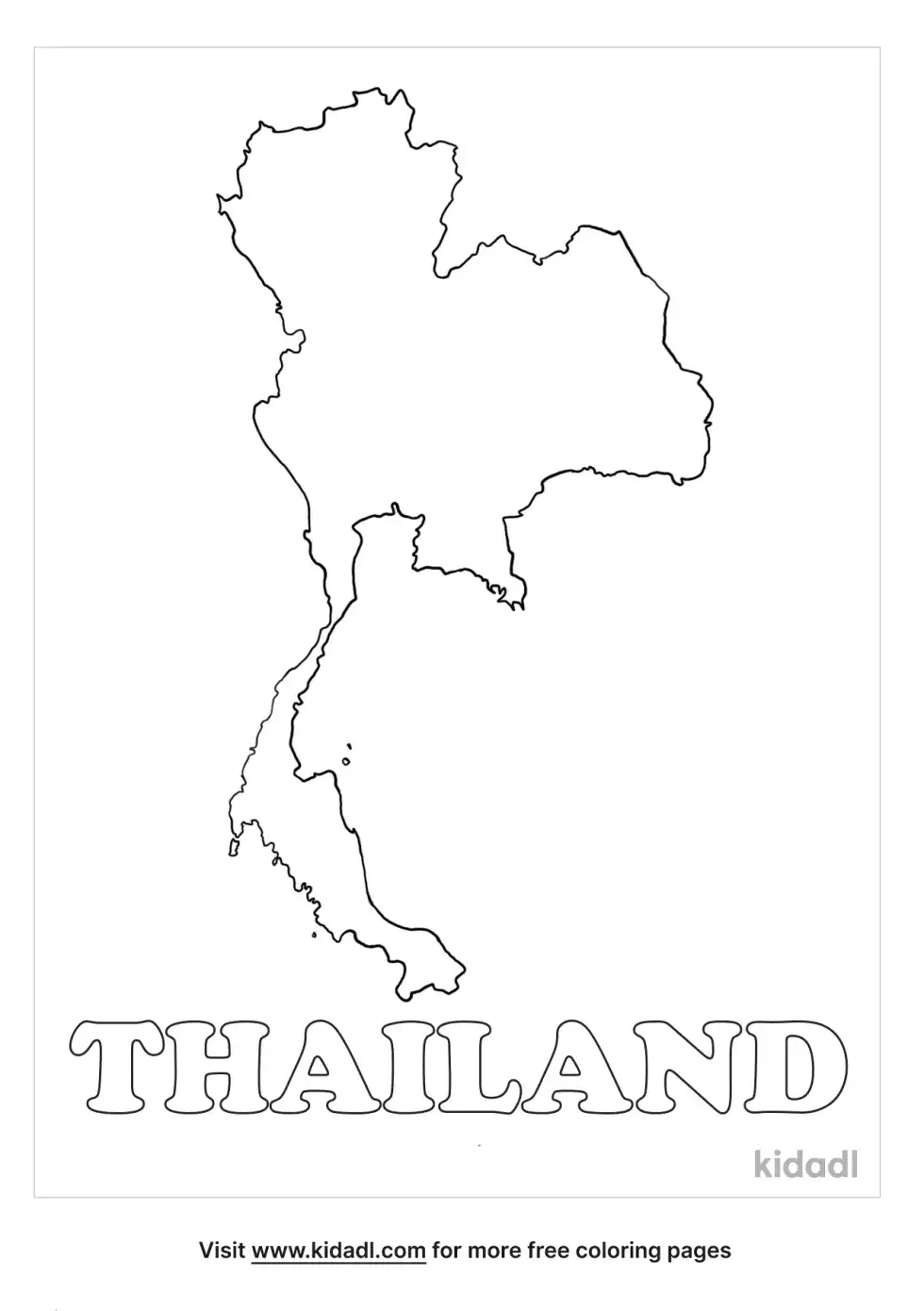 Thailand Map Regions Coloring Page