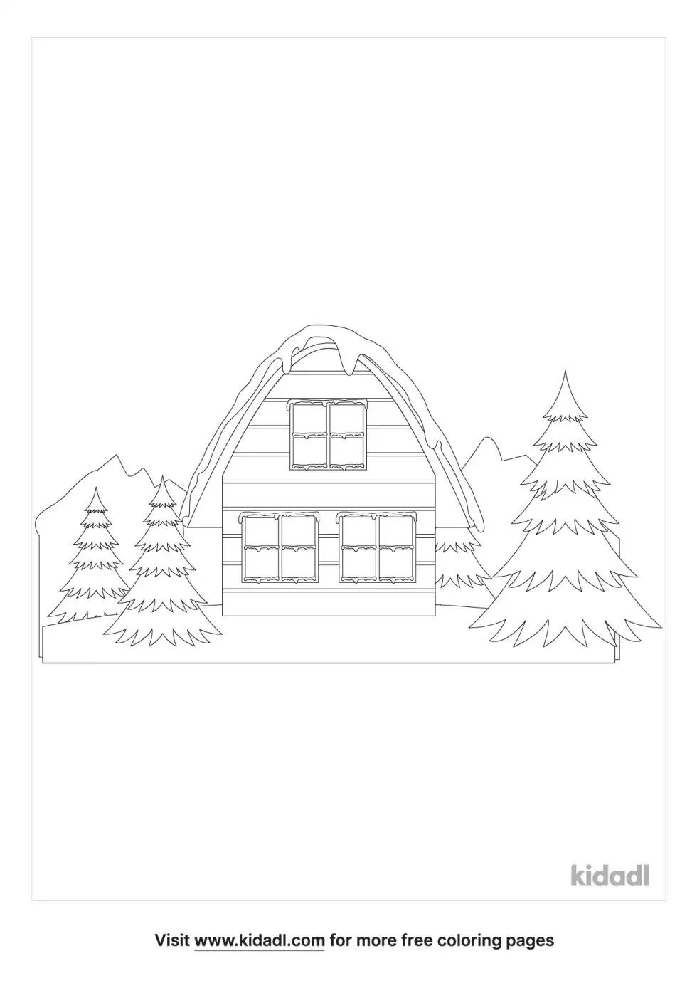 Old Snowy House Coloring Page