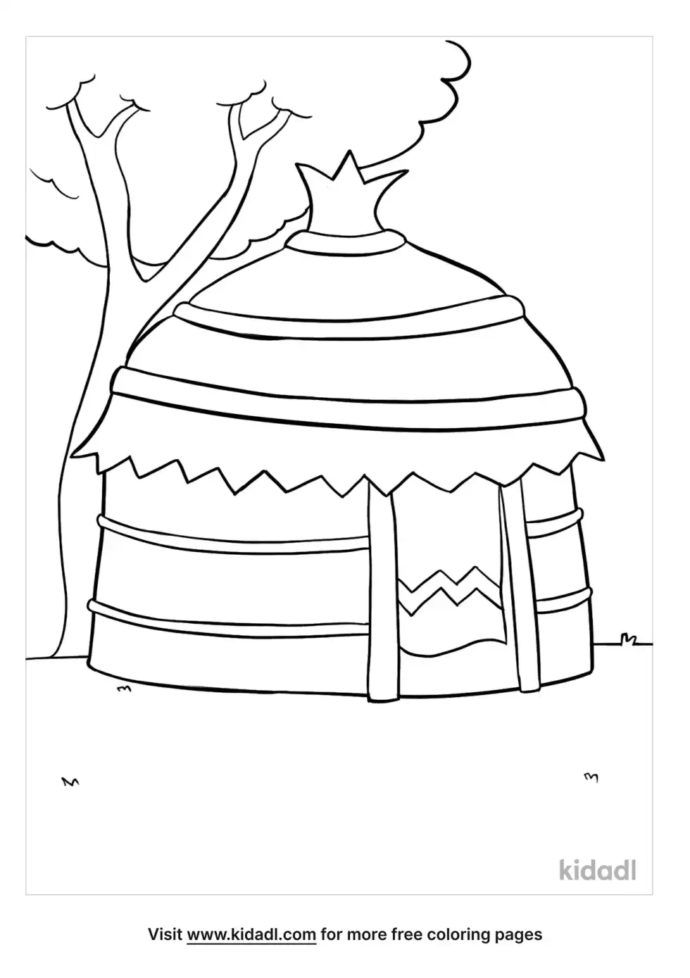 African Hut Coloring Page