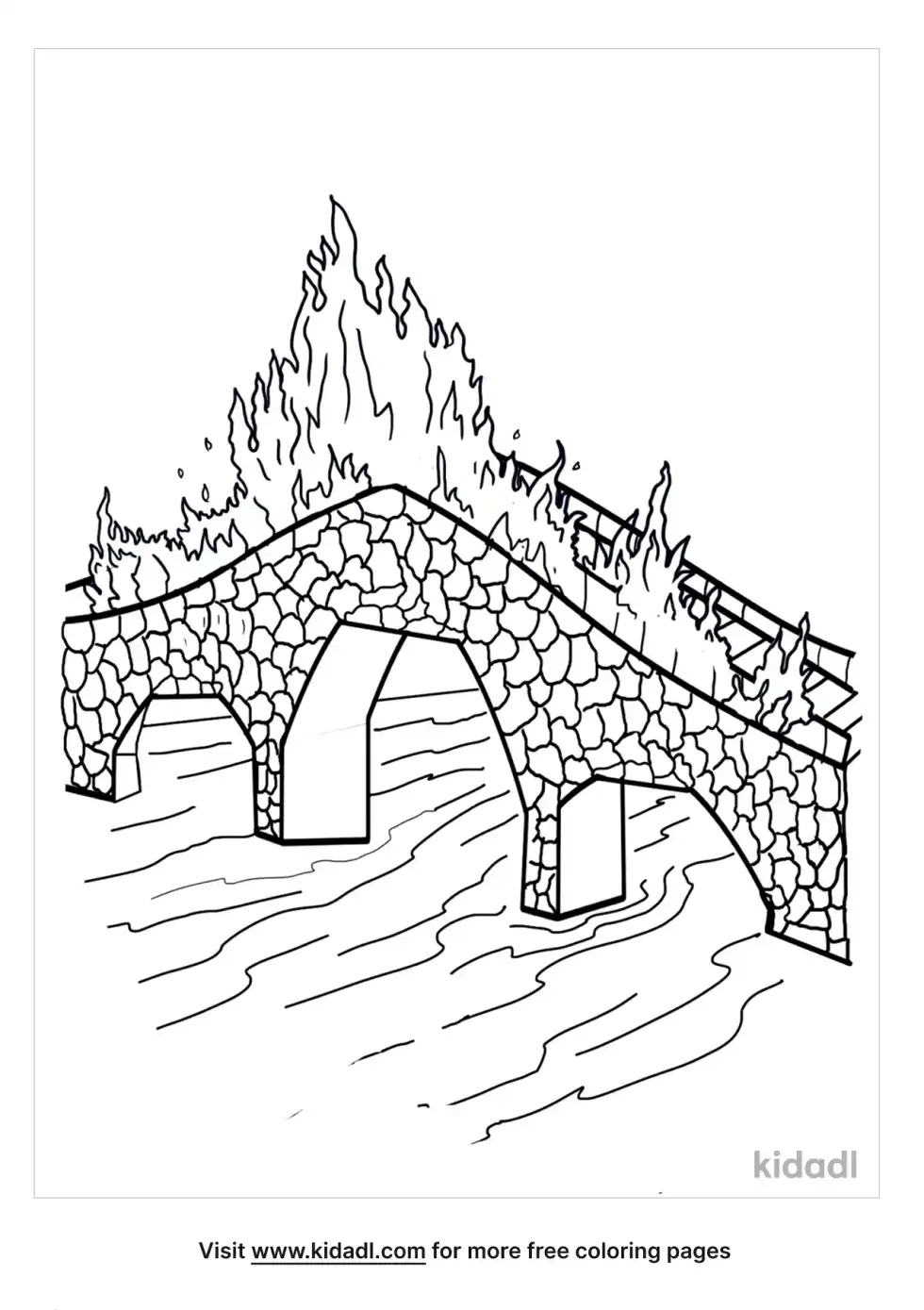 Bridge On Fire Coloring Page