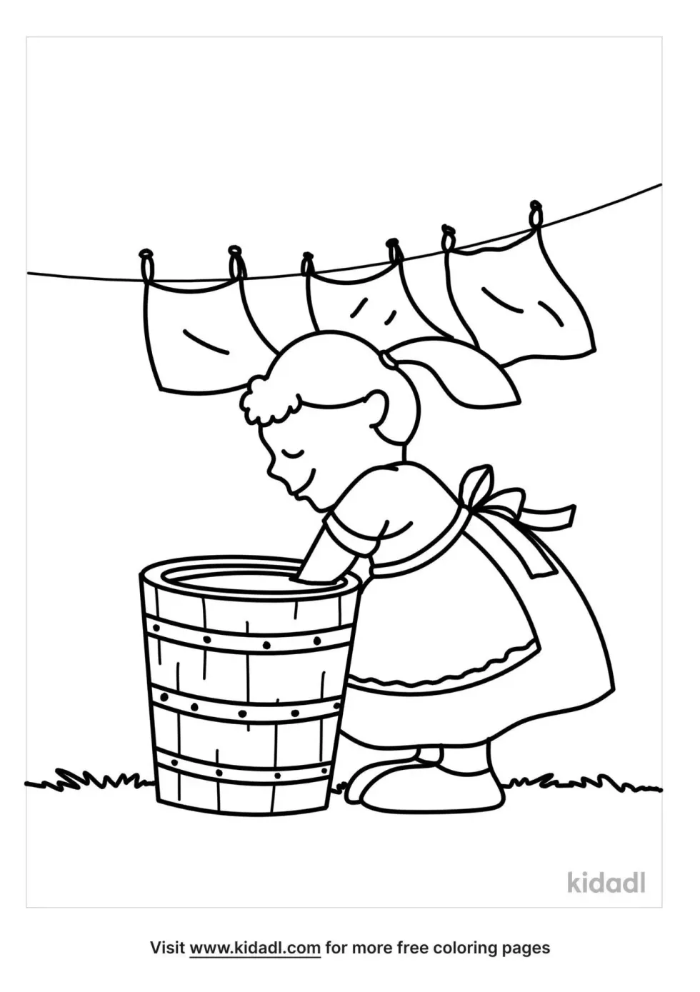 Washing Clothes Coloring Page