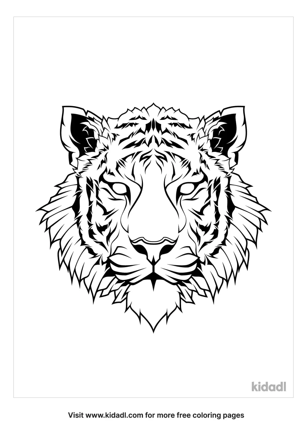 Tribal Pattern Tiger Head Coloring Page