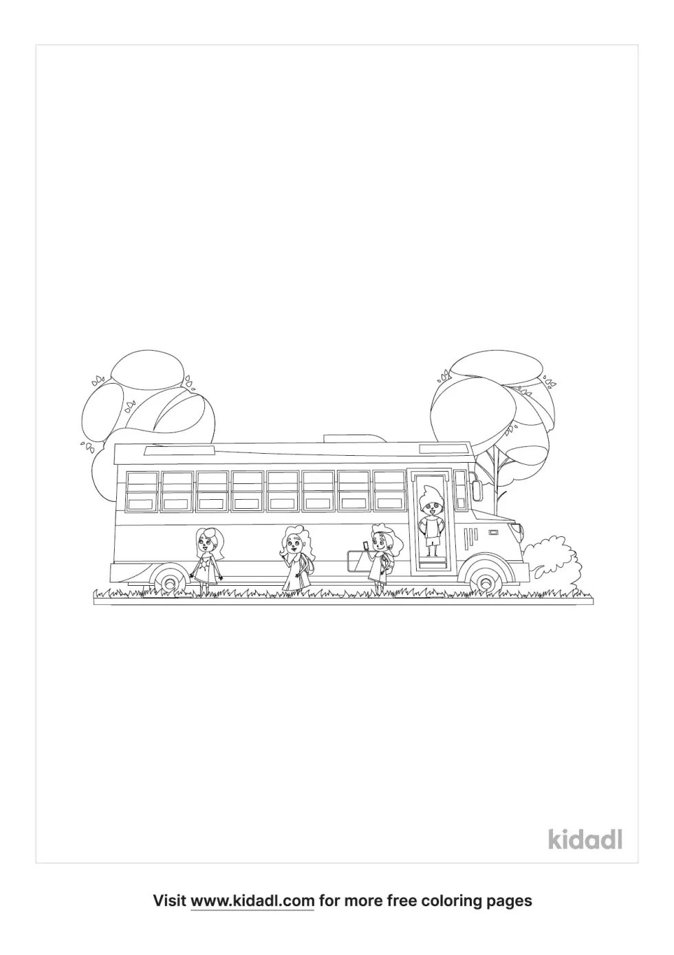 Girls Getting Off The Bus Coloring Page