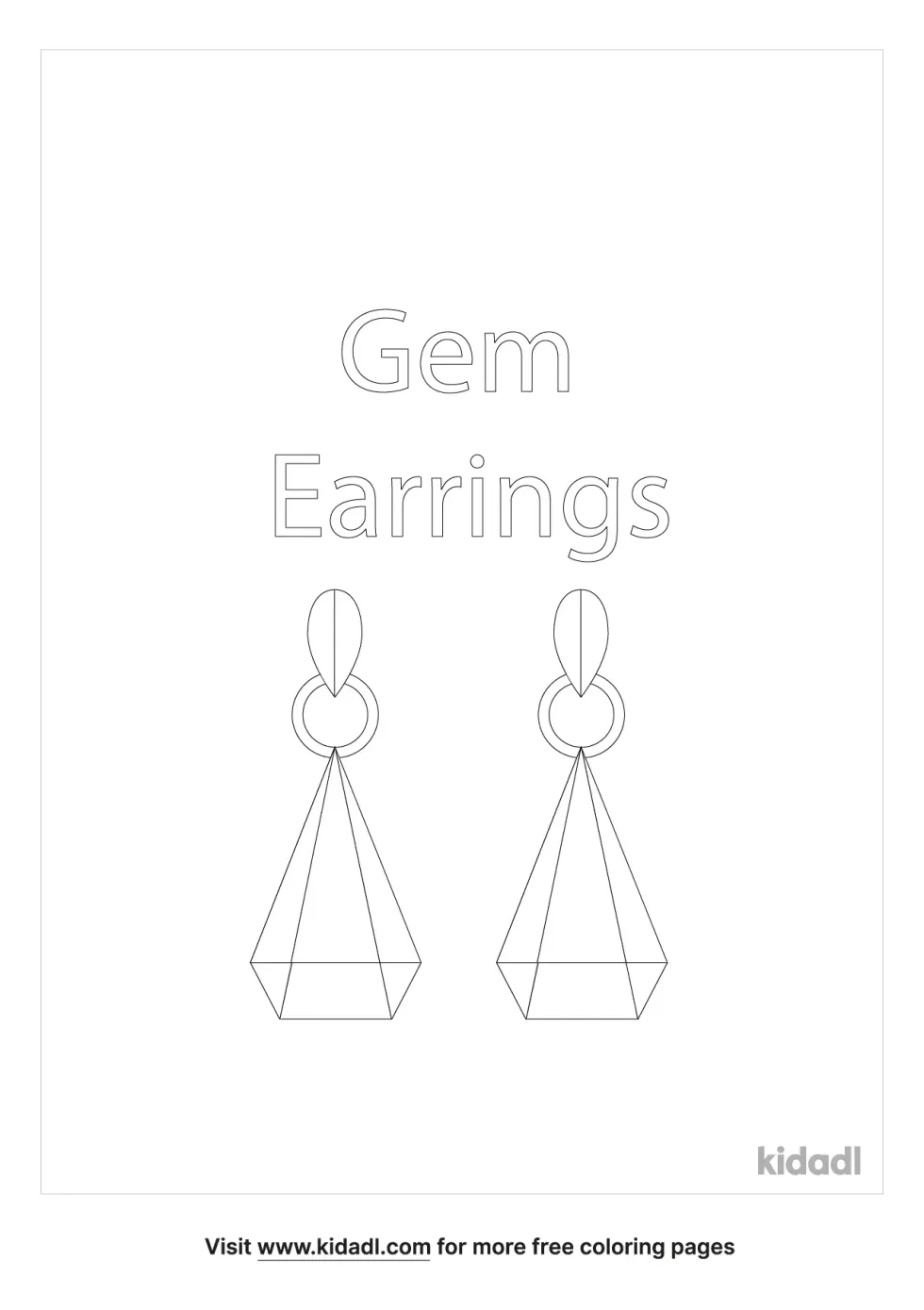 Gem Earrings Coloring Page