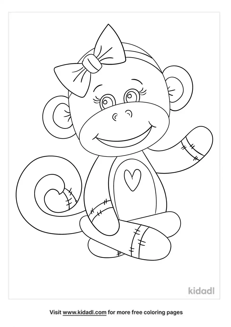 Sock Monkey Coloring Page
