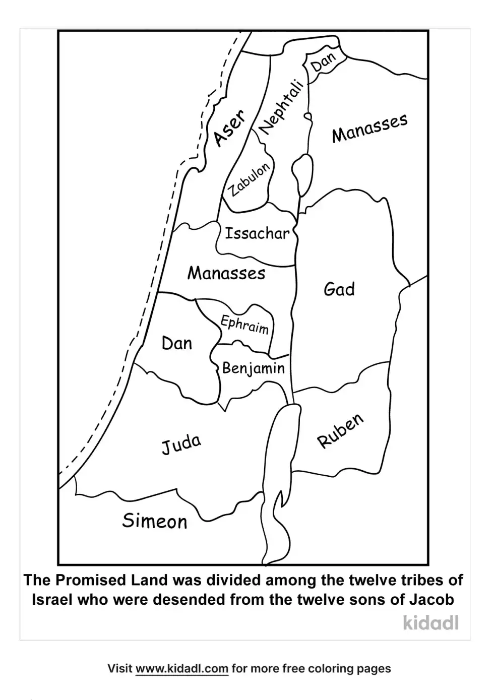 12 Tribes Map Coloring Page