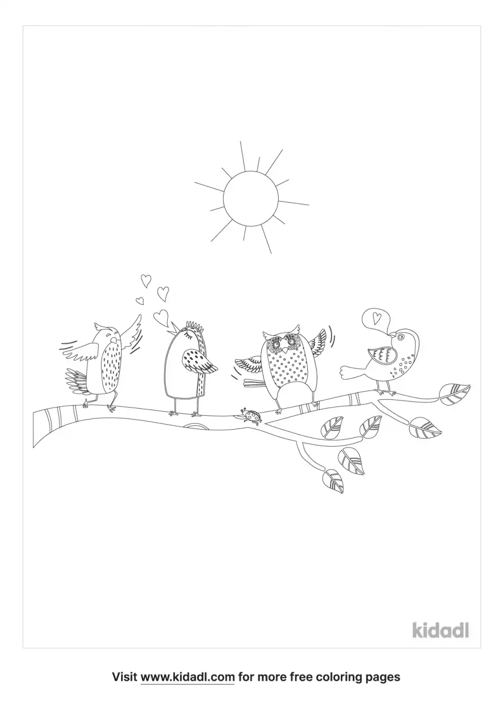 Spring Birds Coloring Page