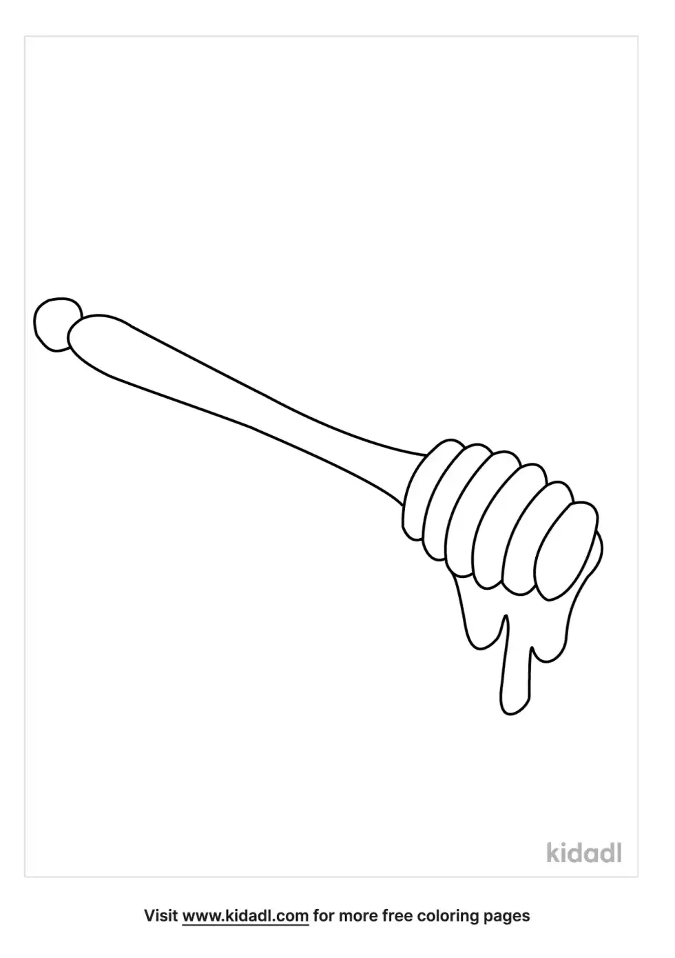 Wooden Honey Dipper With Honey Coloring Page