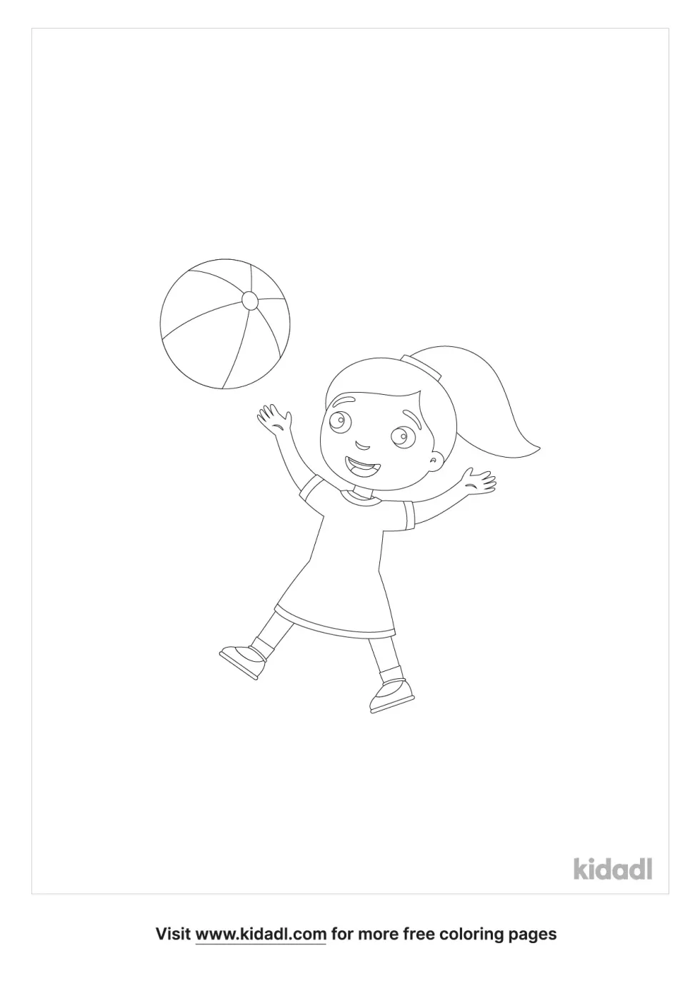 Girl And A Ball Coloring Page