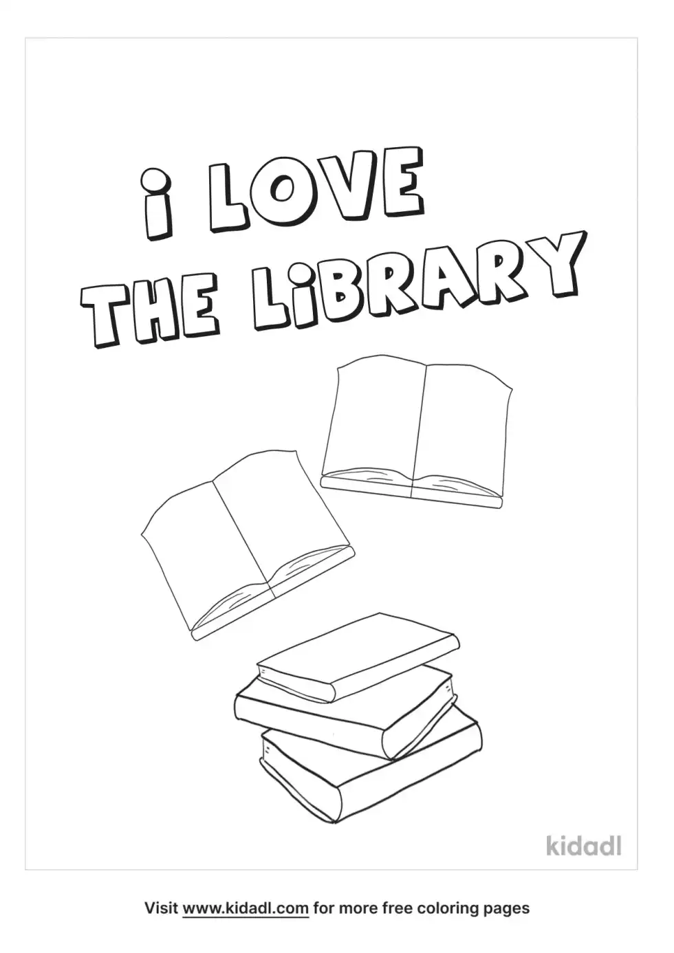 I Love The Library Coloring Page