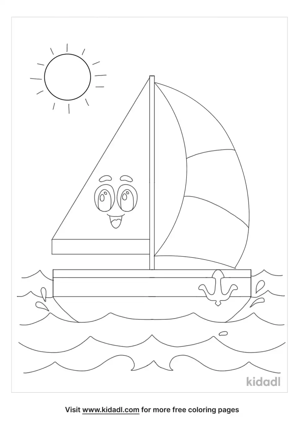 Cartoon Boat Coloring Page