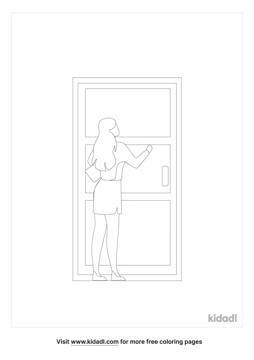Knocking On Door Coloring Page