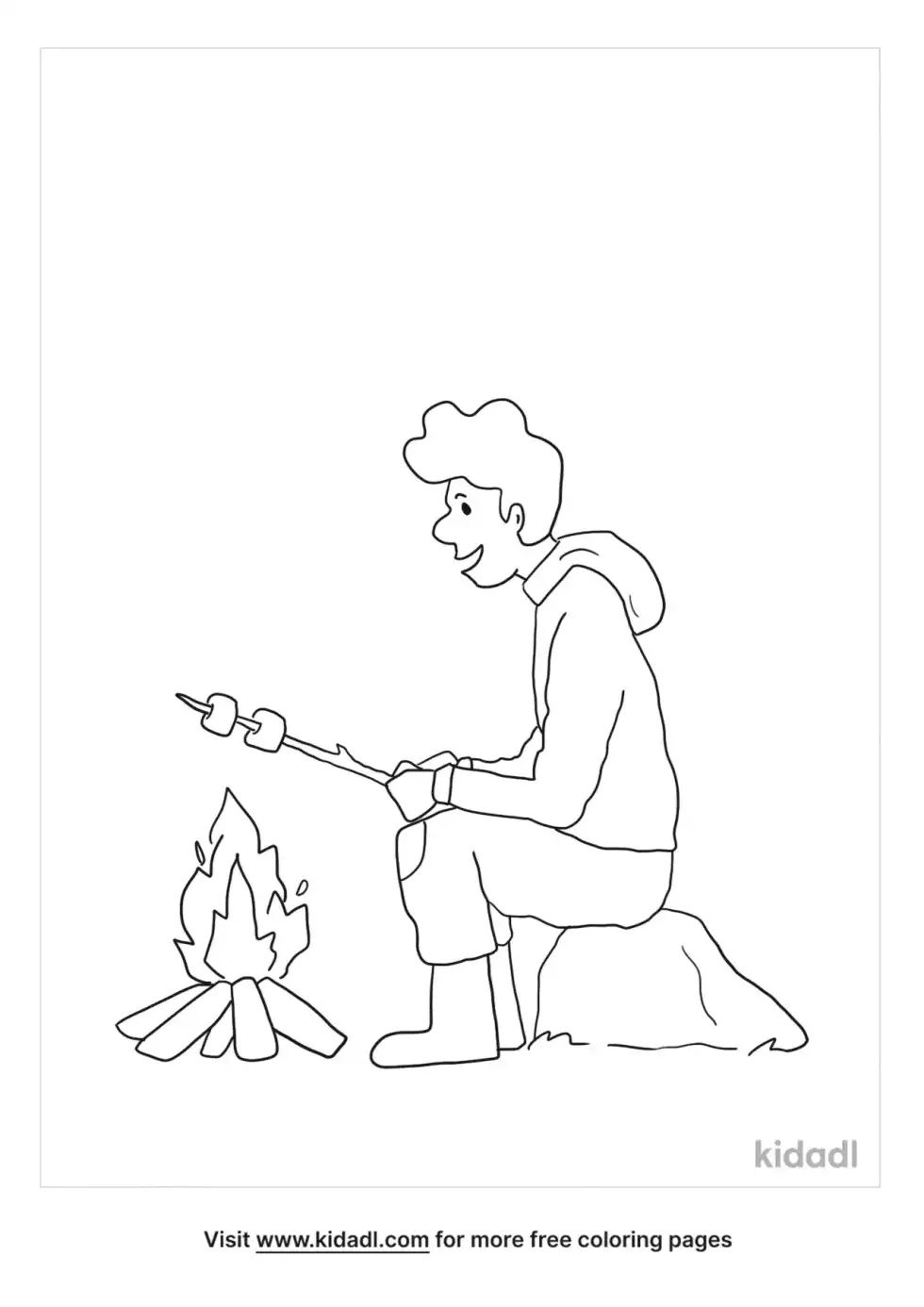 Roasting Marshmallows On The Campfire Coloring Page