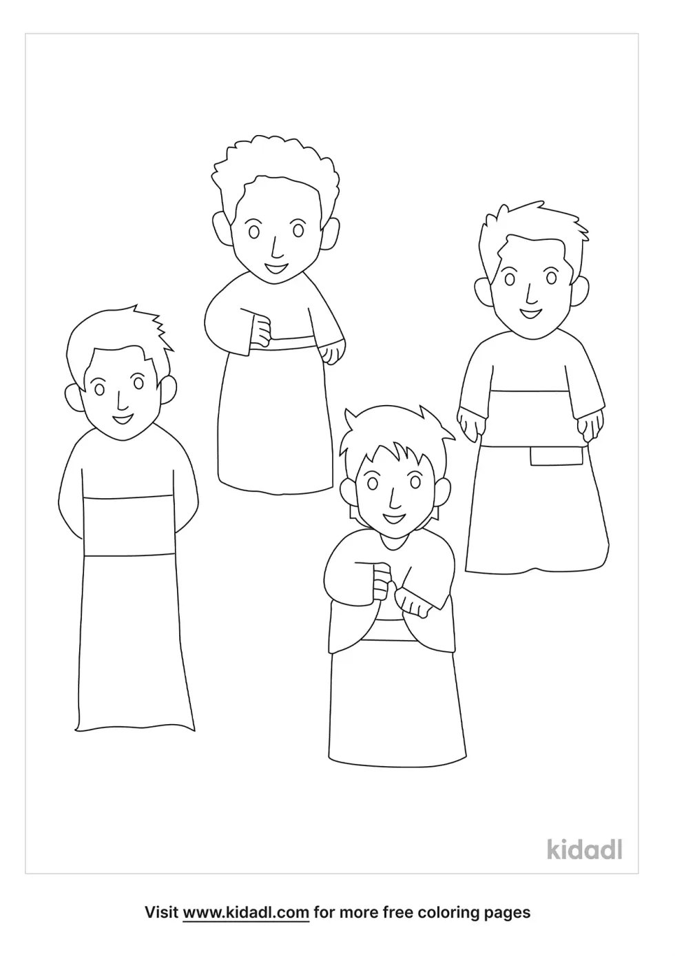 Daniel And His 3 Friends Coloring Page