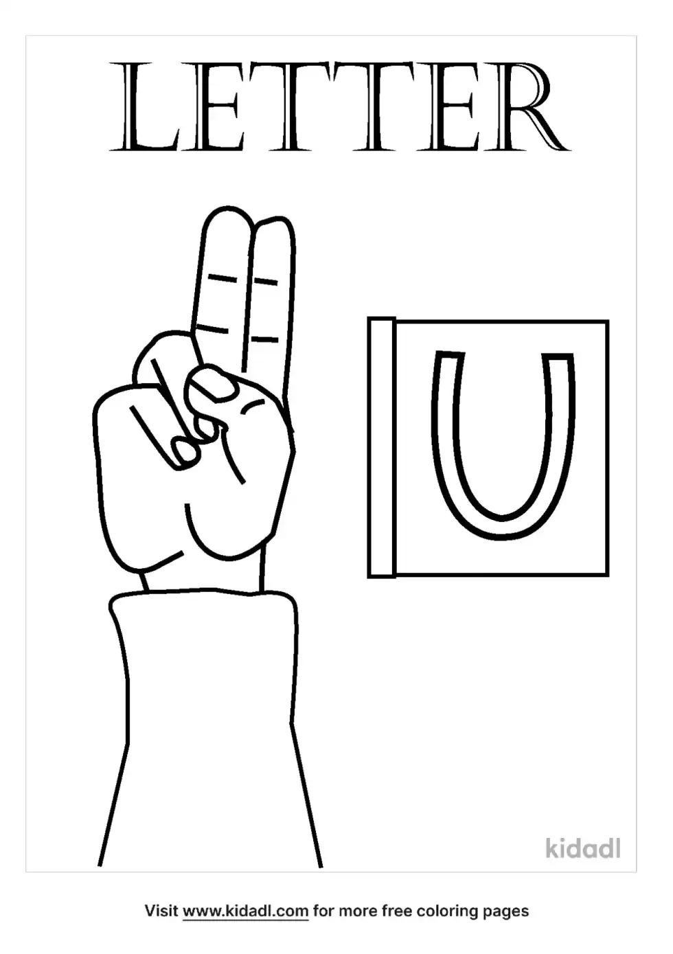 U In Sign Language Coloring Page