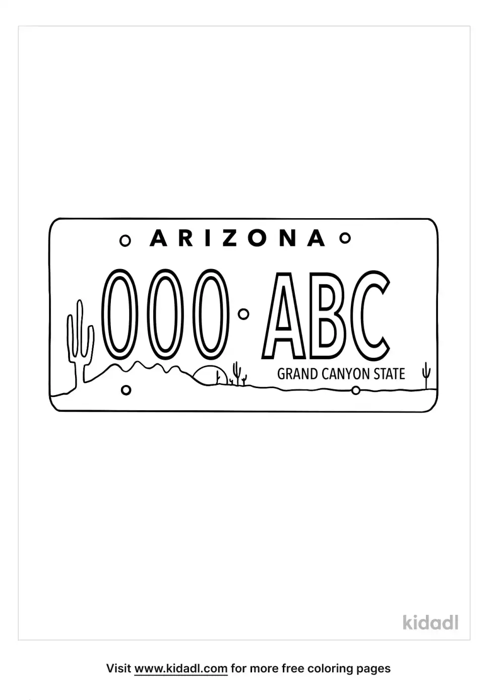 Arizona License Plate Coloring Page