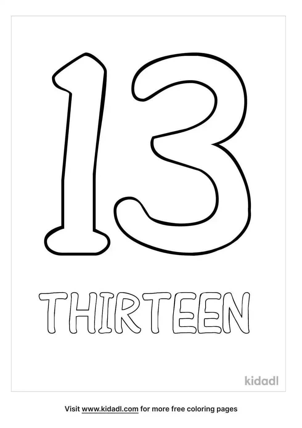 Number 13 Coloring Page