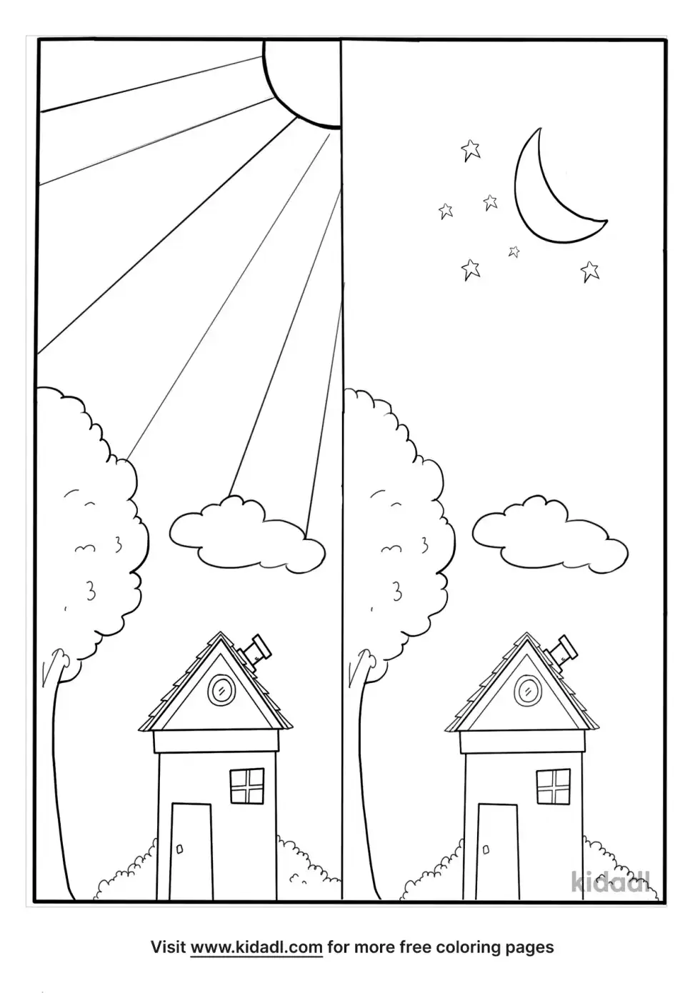 Day And Night Coloring Page