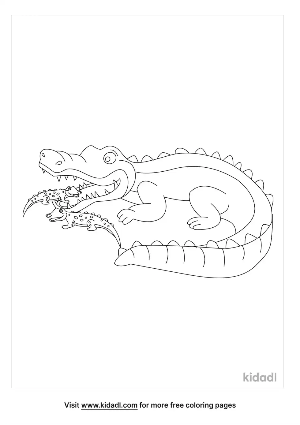 Alligator Babies In Mouth Coloring Page